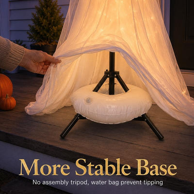 Marlowe — 4Ft Lighted Ghost | Wind-Resistant Indoor/Outdoor Halloween Porch Decor with String Lights & Remote