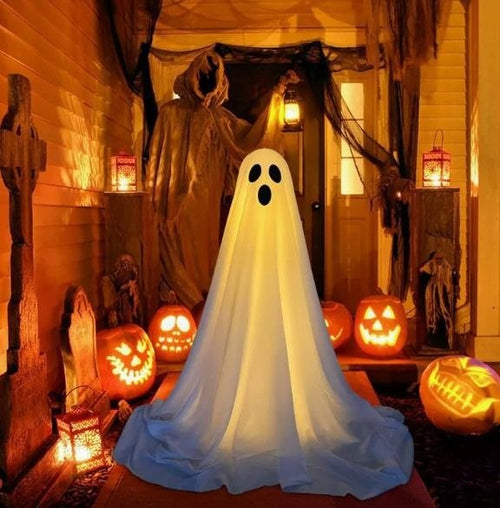Marlowe — 4Ft Lighted Ghost | Wind-Resistant Indoor/Outdoor Halloween Porch Decor with String Lights & Remote