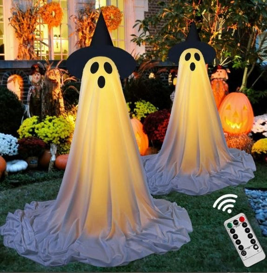 Marlowe — 4Ft Lighted Ghost | Wind-Resistant Indoor/Outdoor Halloween Porch Decor with String Lights & Remote